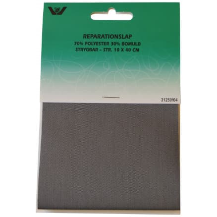 Strykmärke / Reparationslapp Polyester/Bomull Mörk Grå 10x40 cm - 1 st.