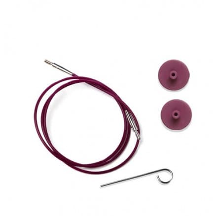 KnitPro Wire / Kabel till Ändstickor 35cm (Blir 60cm inkl. stickor) Lila