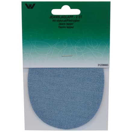 Strykmärke / Reparationslapp Jeans Oval Ljus Denim 9x11,5 cm - 2 st.