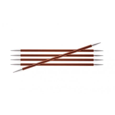 KnitPro Zing Strumpstickor Aluminium 15cm 5,50mm / 5.9in US9 Sienna