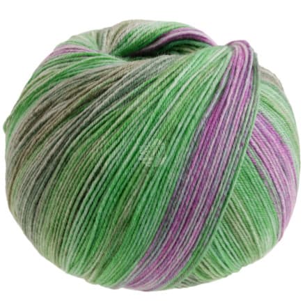 Lana Grossa Meilenweit 100 SETA Piano Garn 3612 Mossgrön/yad/vitgrön/fuchsia