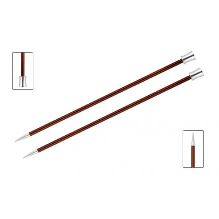 KnitPro Zing Stickor / Jumperstickor Aluminium 30cm 5,50mm / 11.8in US9 Sienna