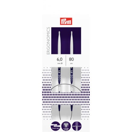 Prym Ergonomics Rundstickor Plast 80cm 6.00mm / 31.5in US10