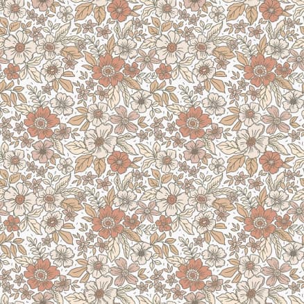 Poplin m/blommor 145cm 52 Brun - 50cm