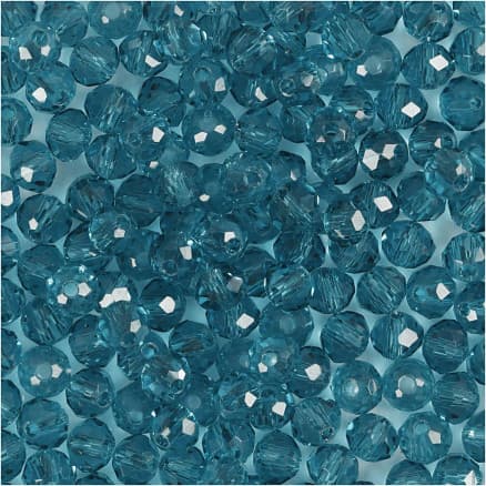 Facettpärlor, Dia. 4 mm, Hålstl. 1 mm, turkos, 45 st./ 1 förp.