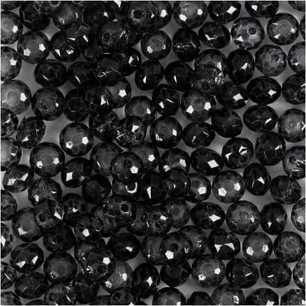 Facettpärlor, Dia. 4 mm, Hålstl. 1 mm, grå, 45 st./ 1 förp.