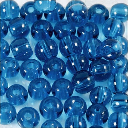Glaspärlor, Dia. 4 mm, Hålstl. 1 mm, turkos, 45 st./ 1 förp.