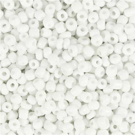 Rocaillepärlor, Dia. 3 mm, stl. 8/0, Hålstl. 0,6-1,0 mm, vit, 25 g/ 1 förp.