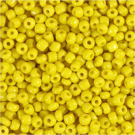 Rocaillepärlor, Dia. 3 mm, stl. 8/0, Hålstl. 0,6-1,0 mm, gul, 25 g/ 1 förp.