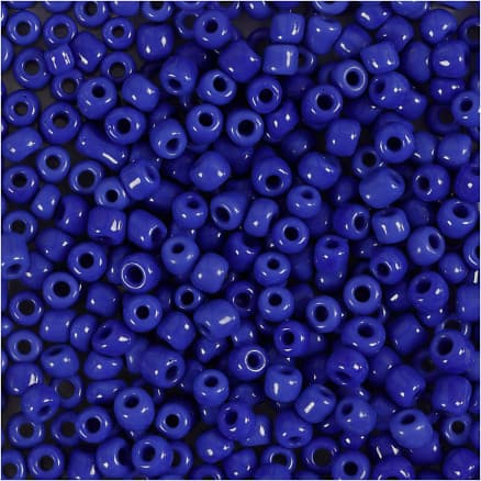 Rocaillepärlor, Dia. 3 mm, stl. 8/0, Hålstl. 0,6-1,0 mm, blå, 25 g/ 1 förp.