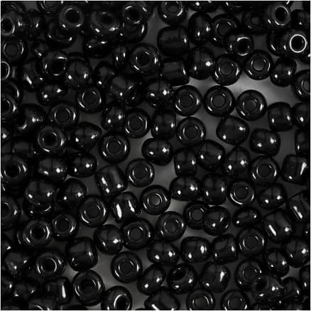 Rocaillepärlor, Dia. 4 mm, stl. 6/0, Hålstl. 0,9-1,2 mm, svart, 25 g/ 1 förp.