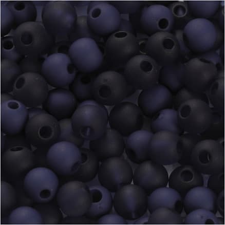 Plastpärlor, Dia. 6 mm, Hålstl. 2 mm, ca. 150 st., blå, 40 g/ 1 förp.