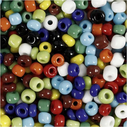 Rocaiperler, diam. 4 mm, str. 6/0, hulstr. 0,9-1,2 mm, ass. farver, 130 g/ 1 pk.