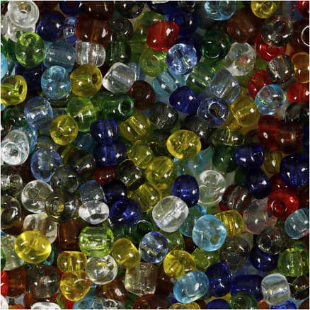Rocaillepärlor, Dia. 4 mm, stl. 6/0, Hålstl. 0,9-1,2 mm, blank transparent, 130 g/ 1 förp.