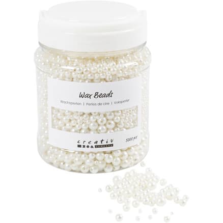 Voksperler, diam. 3-8 mm, hulstr. 1,3-2,5 mm, hvid perlemor, 430 g, 700 ml/ 1 ds.