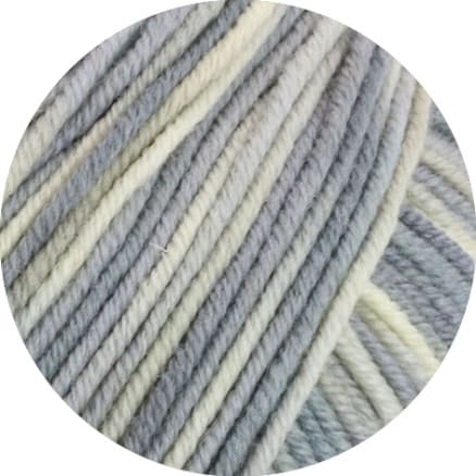 Lana Grossa Cool Wool Garn Print 829 Off-white/Silver/Ljusgrå/Grå