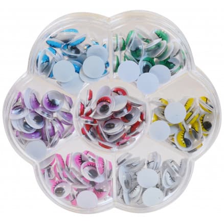 Infinity Hearts Låda med Rörliga ögon för limning Ass. färger 10mm - 200 st.