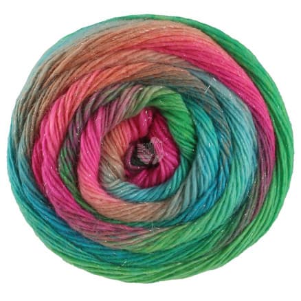 Lana Grossa Meilenweit 100 Color Mix Sparks Garn 7618 Hallon/Rust/Grey Green/Turkos/Jade/Fuchsia