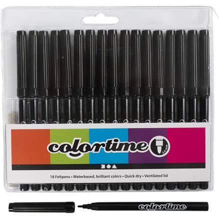 Colortime Tusch, streg 2 mm, sort, 18 stk./ 1 pk.