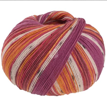 Lana Grossa Meilenweit 100 SETA Giappone Garn 3386 Brun/Fuchsia/Terrakotta Röd/Ecru/Grå/Mandarin/Röd Lila