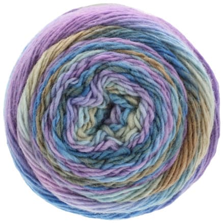 Lana Grossa Garn Meilenweit 100 Colour Mix 8002 Gråbrun/Cornflowery/Lila/Pastellblå