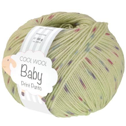 Lana Grossa Cool Wool baby Garn Print 372 Ljusgrön/Ljusblå/Orange/Lila