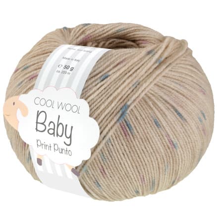 Lana Grossa Cool Wool Baby Garn Print Punto 371 Ljusbeige/Turkos/Lila