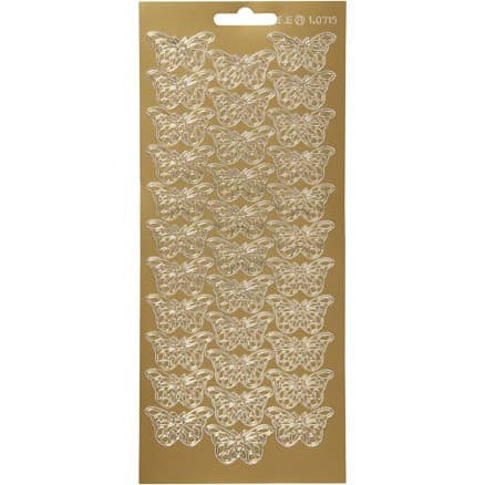 Stickers, fjärilar, ark 10x23 cm, guld, 1 ark