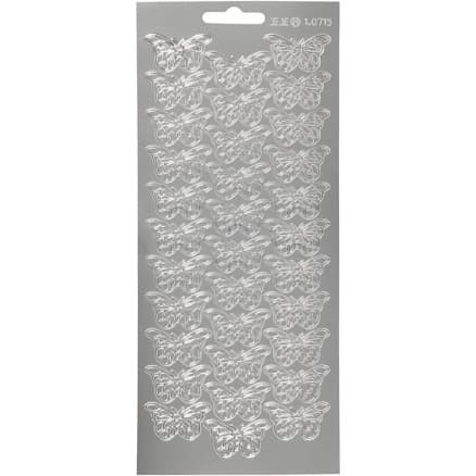 Stickers, fjärilar, ark 10x23 cm, silver, 1 ark