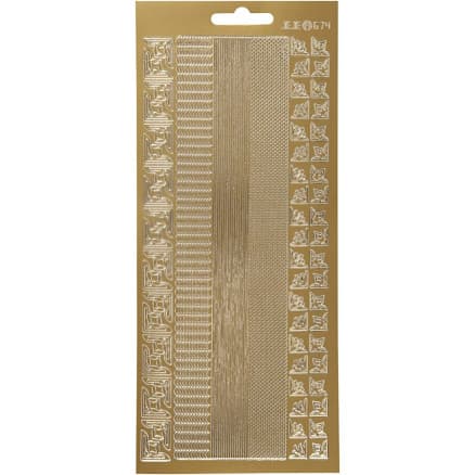 Stickers, bårder, ark 10x23 cm, guld, 1 ark