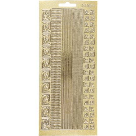 Stickers, bårder, ark 10x23 cm, guld, 1 ark
