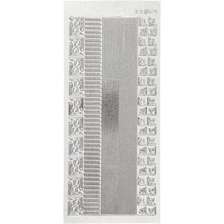 Stickers, bårder, ark 10x23 cm, silver, 1 ark
