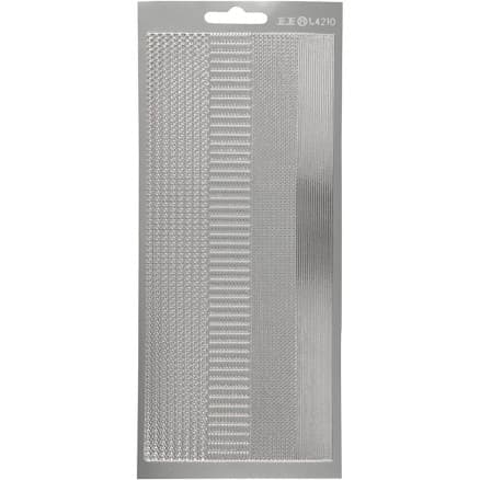 Stickers, bårder, ark 10x23 cm, silver, 1 ark