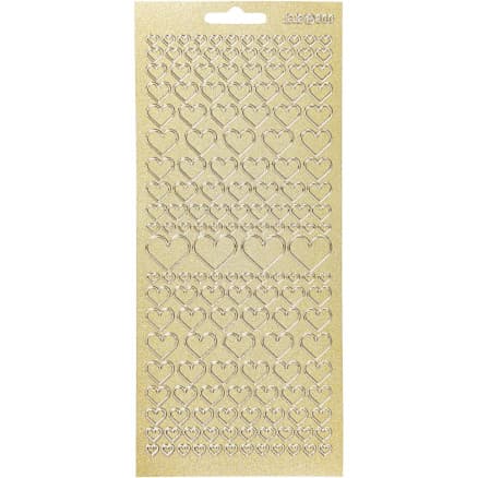 Stickers, hjärtan, ark 10x23 cm, guld, 1 ark