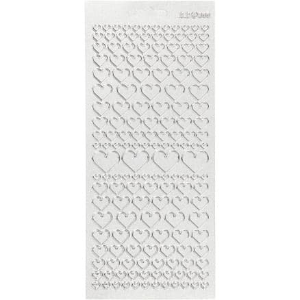 Stickers, hjärtan, ark 10x23 cm, silver, 1 ark