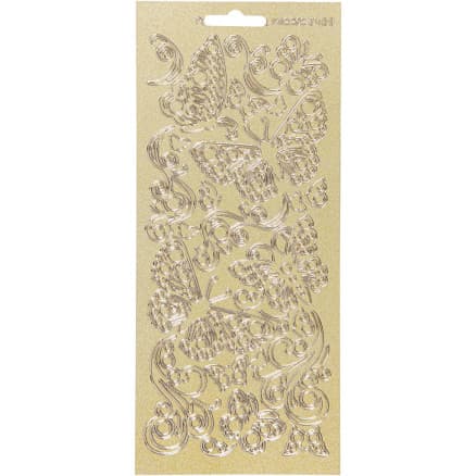 Stickers, fjärilar, ark 10x23 cm, guld, 1 ark