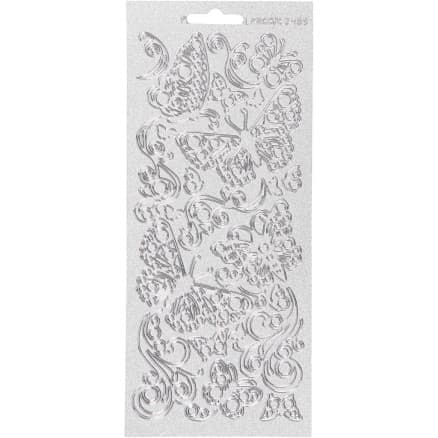 Stickers, fjärilar, ark 10x23 cm, silver, 1 ark