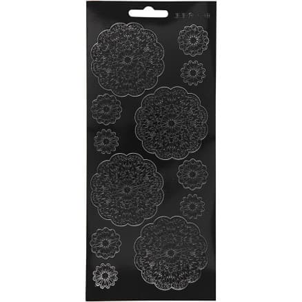 Stickers, blommor, ark 10x23 cm, svart, 1 ark
