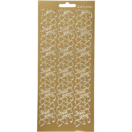 Stickers, blad, ark 10x23 cm, guld, 1 ark