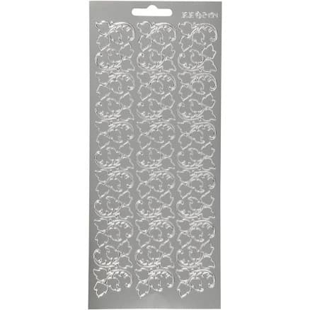 Stickers, blad, ark 10x23 cm, silver, 1 ark