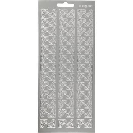 Stickers, hörnen, ark 10x23 cm, silver, 1 ark