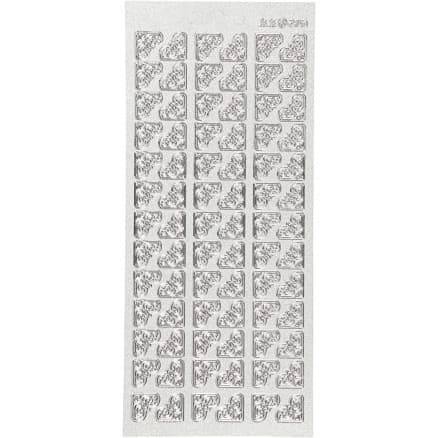 Stickers, hörn, ark 10x23 cm, silver, 1 ark