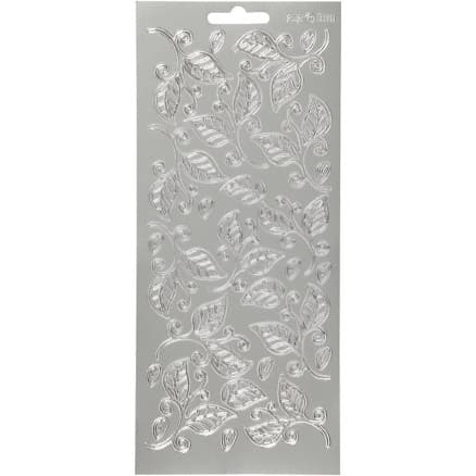 Stickers, blad, ark 10x23 cm, silver, 1 ark
