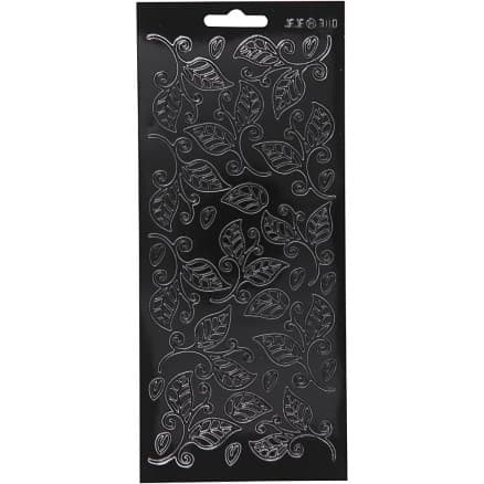 Stickers, blad, ark 10x23 cm, svart, 1 ark