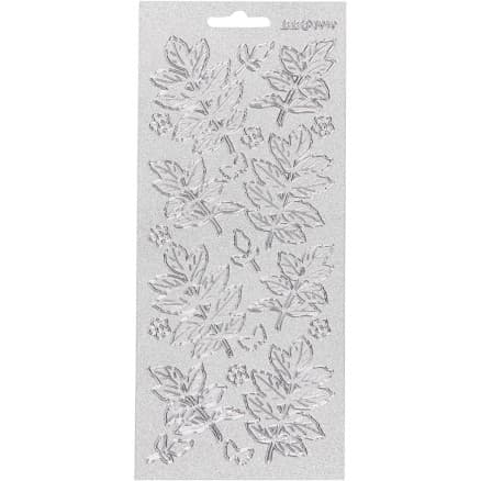 Stickers, blad, ark 10x23 cm, silver, 1 ark