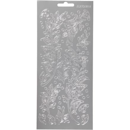 Stickers, blad, ark 10x23 cm, silver, 1 ark
