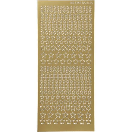 Stickers, stjärnor, ark 10x23 cm, guld, 1 ark