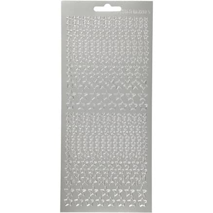 Stickers, stjärnor, ark 10x23 cm, silver, 1 ark