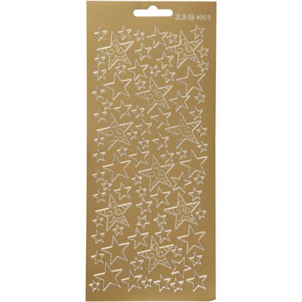 Stickers, stjärnor, ark 10x23 cm, guld, 1 ark
