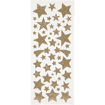 Glitterstickers, stjärnor, ark 10x24 cm, ca. 110 st., guld, 2 ark/ 1 förp.